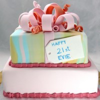 Gift Box - 2 tier Square Fondant Tie Dye Cake